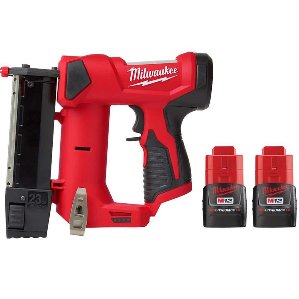 Milwaukee M12 12-Volt 23-Gauge Lithium-Ion Cordless Pin Nailer with Two M12 12-Volt 1.5 Ah Lithium-Ion Compact Battery Packs -  2540-20-48-11