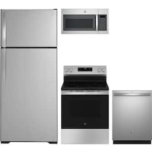 17.5 cu. ft. Counter Depth Refrigerator with 4 Burner Freestanding Electric Range and Dishwasher with 3rd Rack