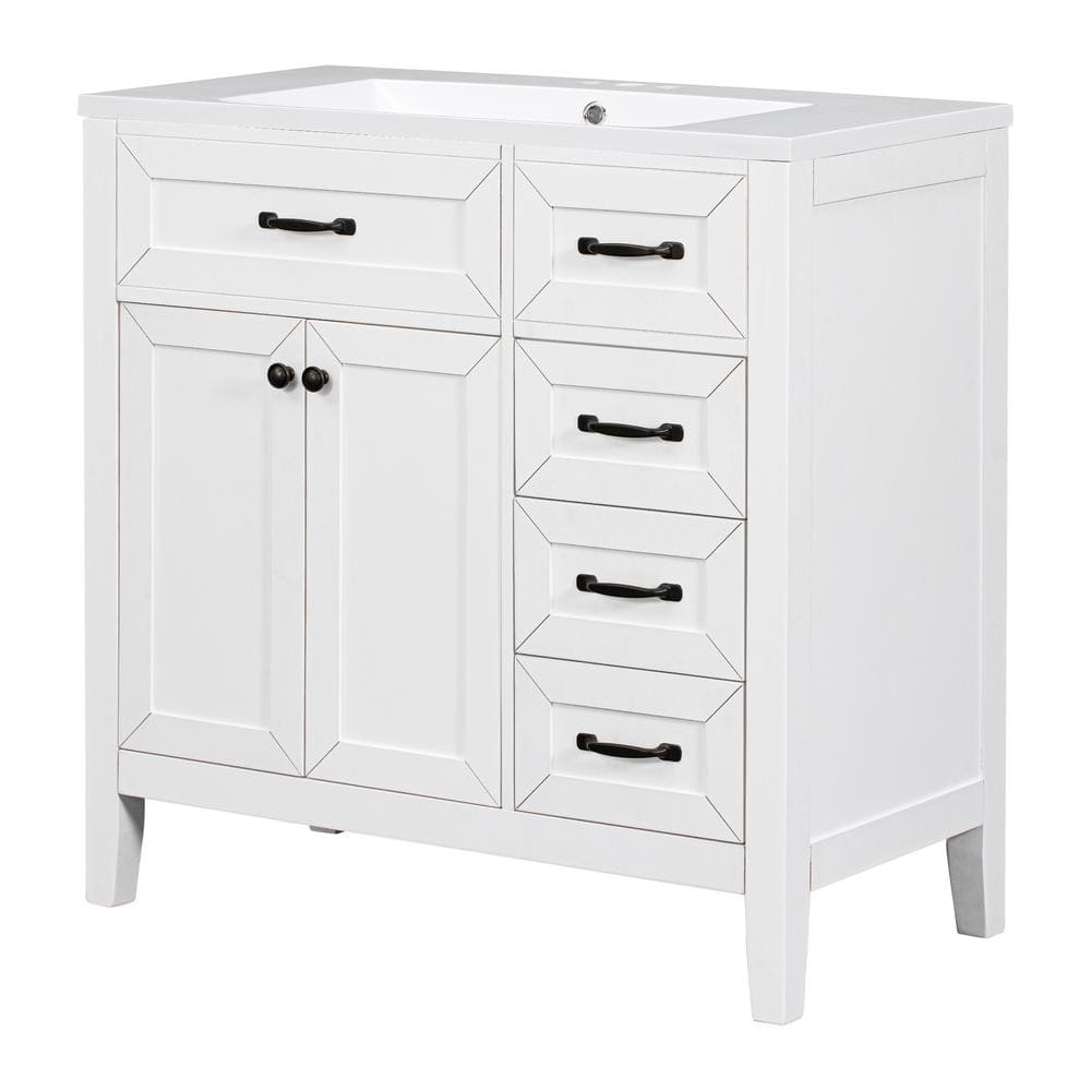35.98 in. W x 18.03 in. D x 35.98 in. H Freestanding Bath Vanity in White w