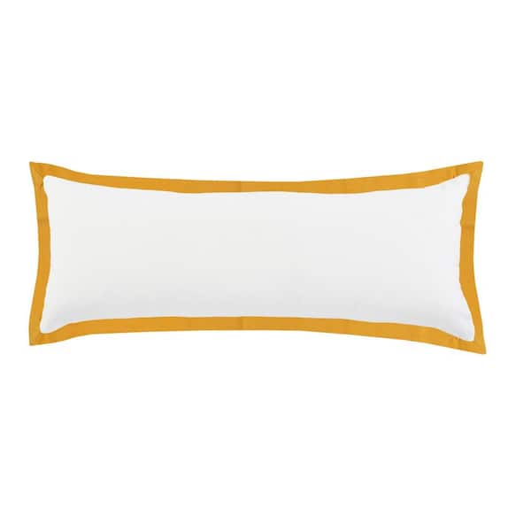 Unbranded Empire White /Golden Yellow Border Soft Poly-Fill 14 in. x 36 in. Indoor  Throw Pillow