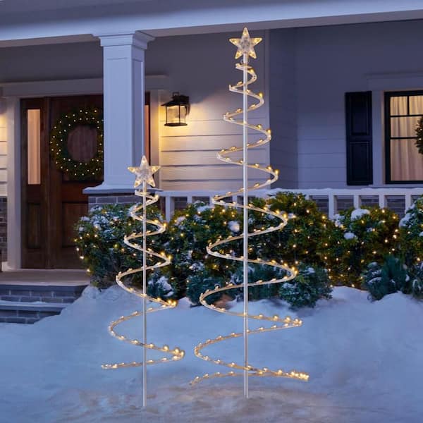 2-Piece LED Spiral Trees Holiday Yard Decoration Y35