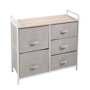 32.7 in. W x 30.3 in. H Light Gray Pull-Out Non-Woven 5-Drawer Storage