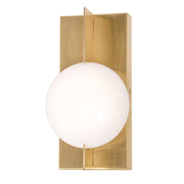 Gates 1-Light Satin Brass Wall Sconce with Acrylic Shade