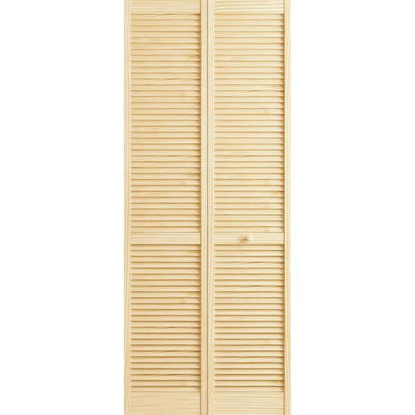 Veranda 24 in. x 78 in. Raw Louver-Louver Pine Interior Closet Bi-fold Door