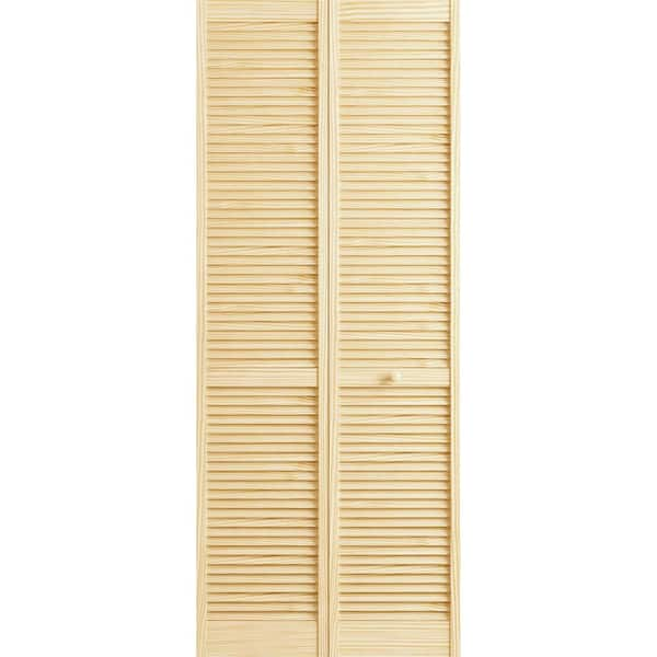 Veranda 30 in. x 78 in. Raw Louver-Louver Pine Interior Closet Bi-Fold Door