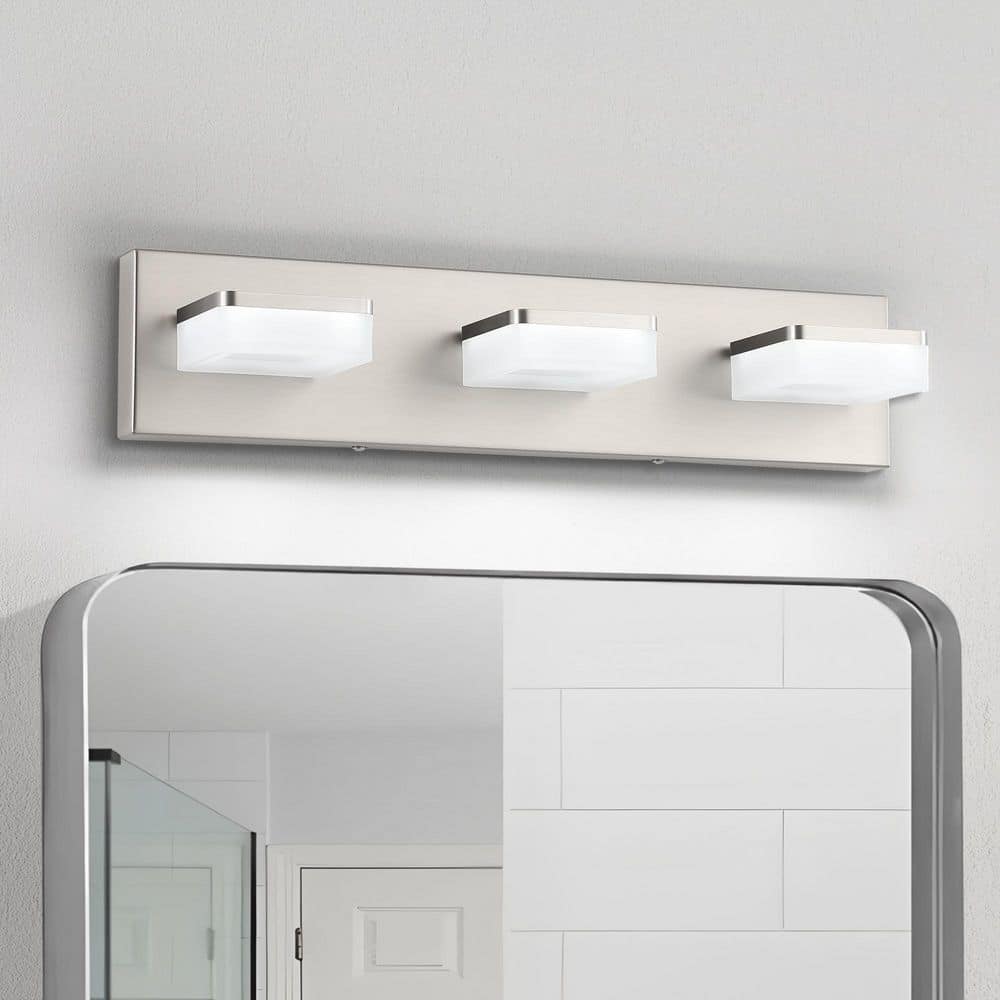 20.5 in. 3 Light Nickel Vanity Light Bar with Dimmable 5500K Light and 270° Swivel Range Acrylic Lampshade price history on PriceWatchPro