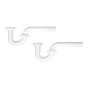 1-1/4 in. White Plastic Sink Drain P-Trap with Reversible J-Bend (2-Pack)