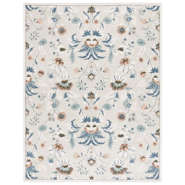 Blossom 8 ft. x 10 ft. Sage/Blue Floral Abstract Area Rug
