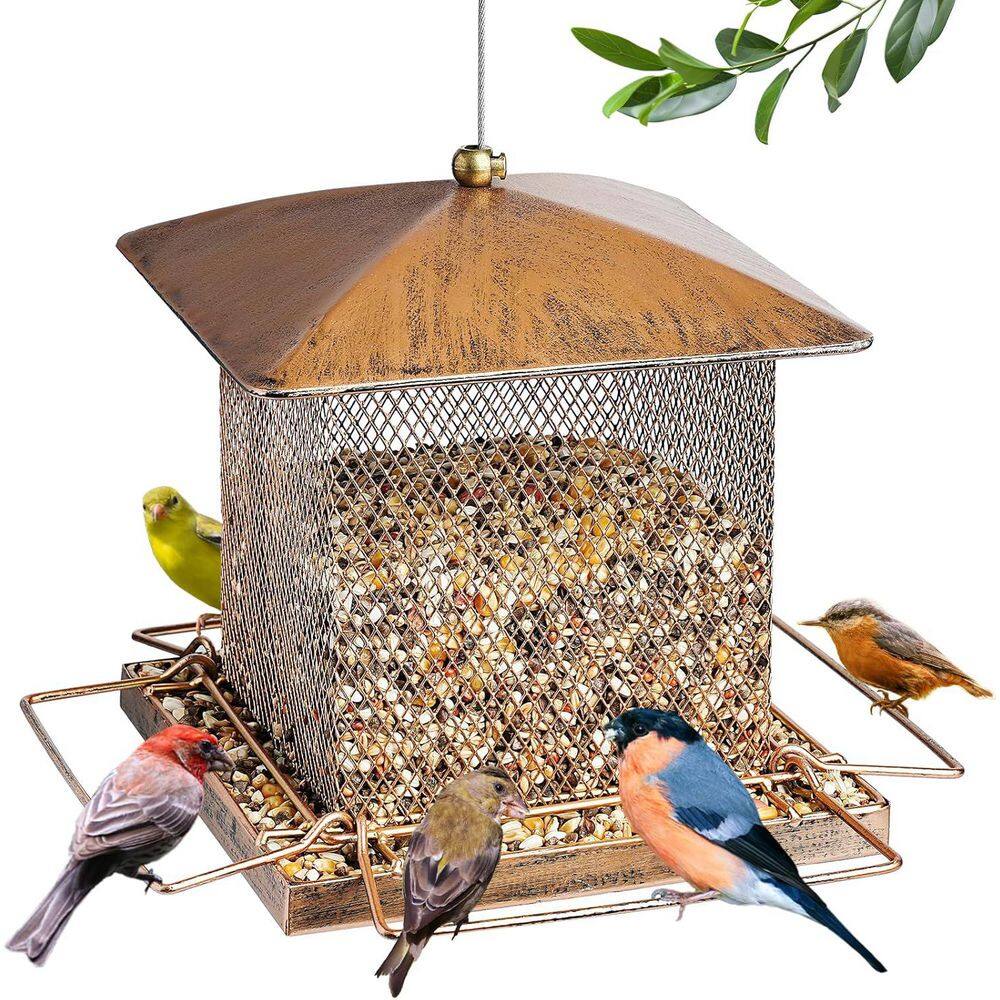 Nature's Way Vogelfutterspender Aus Metall – Kupferoptik Mit Drainage – Für Wildvögel Im Garten