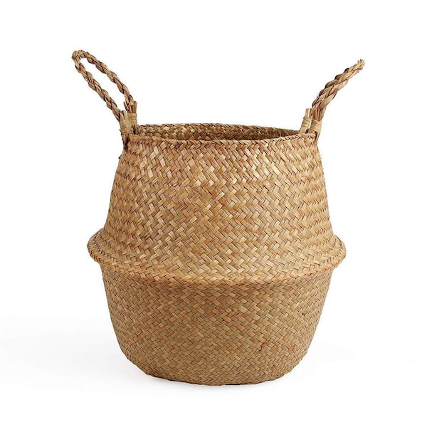 Numhew Large Original Woven Seagrass Belly Basket, Picnic Basket, Grocery Basket
