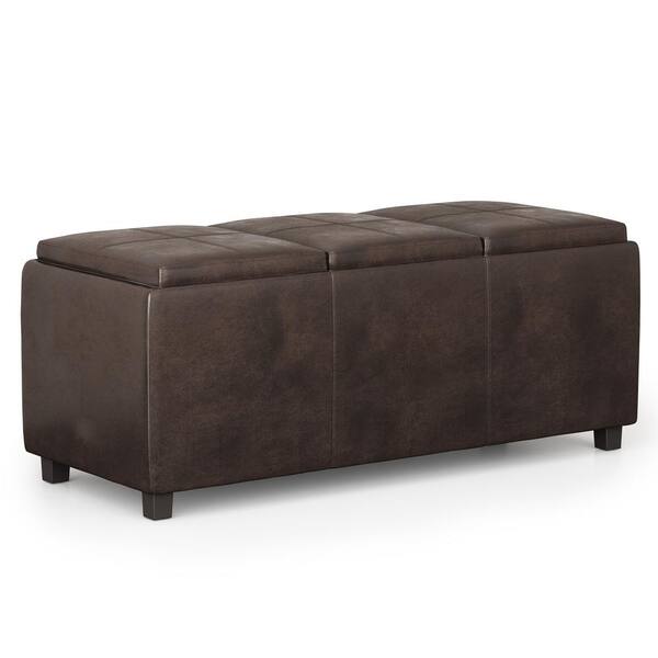 Brooklyn + Max Lincoln Distressed Brown Storage Ottoman