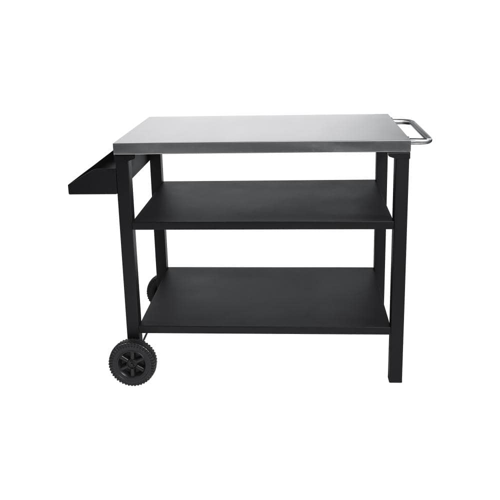 43.7 in. Black Outdoor Grill Cart with Stainless Steel Top Side Shelf Wheels and Handle price history on PriceWatchPro