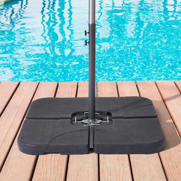 JOYESERY 180 Lbs Patio Umbrella Base in Black, Water/Sand Filled Weighted Hanging Cantilever Umbrella Base