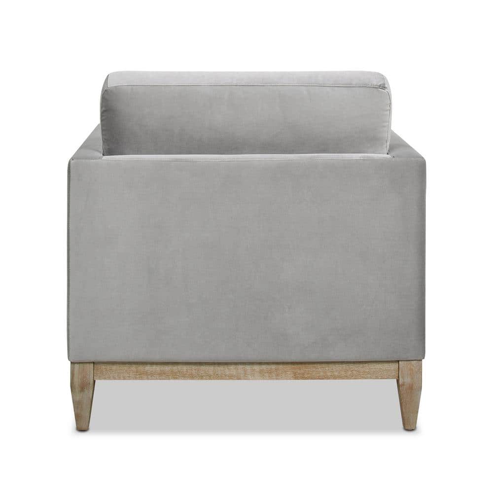 Opal Grey Velvet and Wood Chaise Lounge 34"