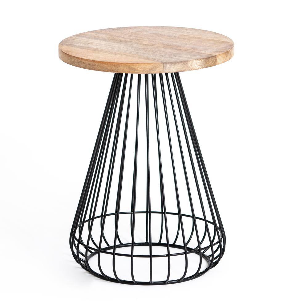 Melody 16 in Black 20 in Cage Mango Wood End Table - thumbnail 4