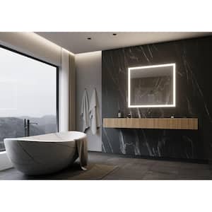 36 in. W x 36 in. H Square Powdered Gray Framed Wall Mounted Bathroom Vanity Mirror 3000K LED