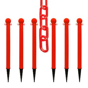 Red Heavy-Duty Ground Pole and Chain Kit