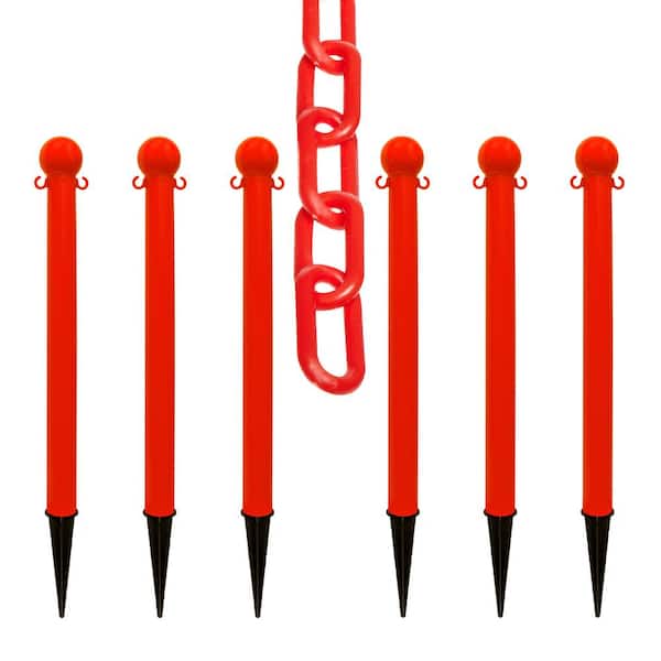Mr. Chain Red Heavy-Duty Ground Pole and Chain Kit