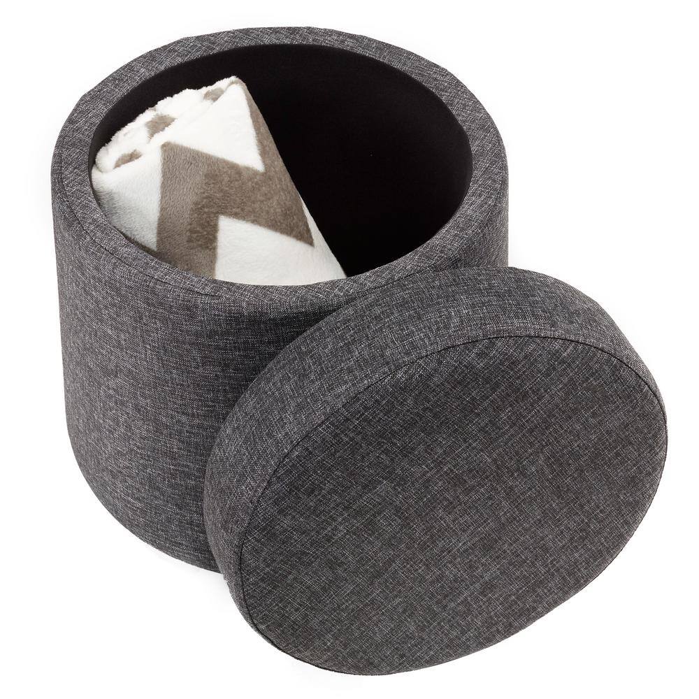 Modern Gray 18'' Wobble Storage Ottoman with Midnight Blue Cushion