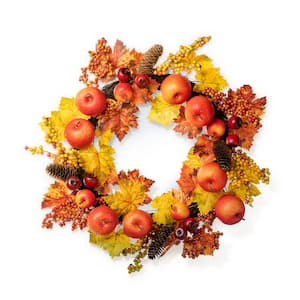 24 in. D Apple Berry Leaf Fall Artificial Christmas Wreath