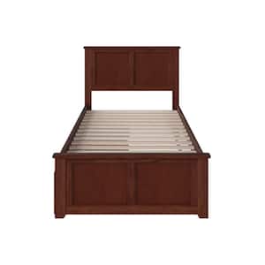 Madison Walnut Twin Solid Wood Storage Platform Bed with Matching Foot Board and 2 Bed Drawers