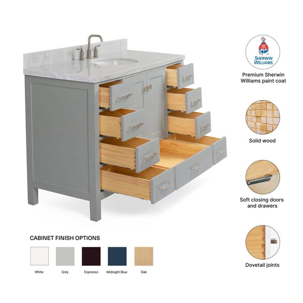 Cambridge 55" Gray Marble Single Basin Vanity Set