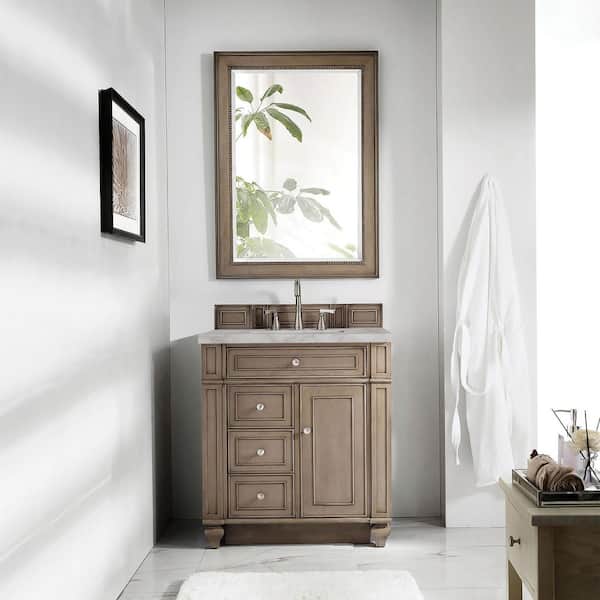 Bristol 30.0 in. W x 23.5 in. D x 34.0 in. H Bathroom Vanity in Whitewashed Walnut with Victorian Silver Top