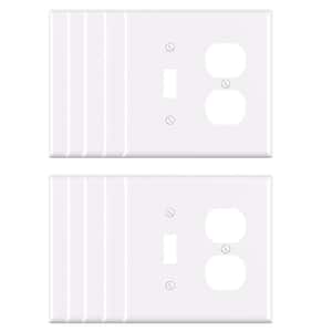 2 Gang Midsize 1-Toggle/1-Duplex Wall Plate, White (10-Pack)