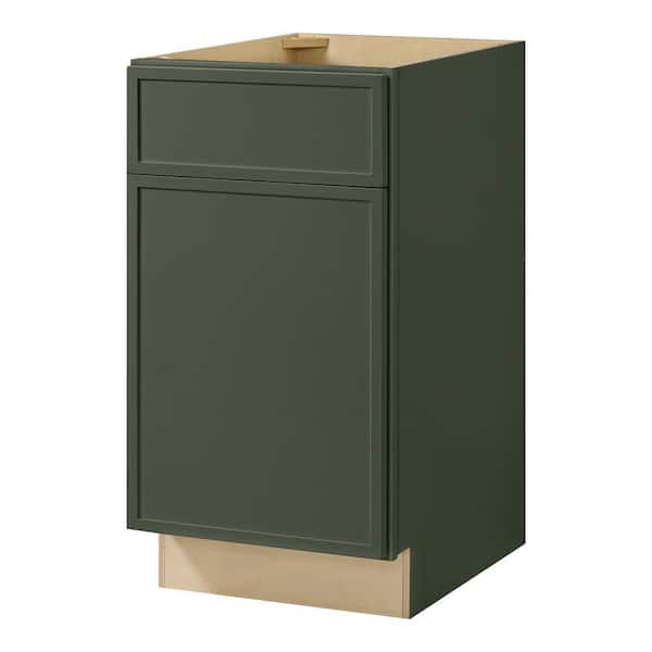 Leyton 18 in. W x 24 in. D x 34.5 in. H Ready to Assemble Plywood Slim Shaker Base Kitchen Cabinet in Fern Green