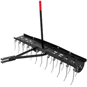 48 in. Tow Behind Dethatcher with 24 Steel Spring Tines Outdoor Lawn Sweeper Garden Grass Tractor Rake for Lawn Care