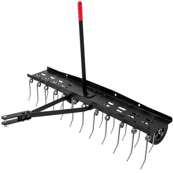 Unbranded 48 in. Tow Behind Dethatcher with 24 Steel Spring Tines Outdoor Lawn Sweeper Garden Grass Tractor Rake for Lawn Care