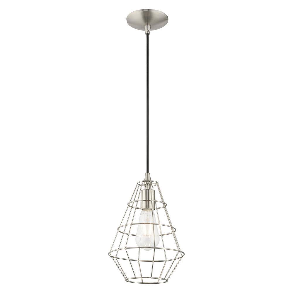 Brushed Nickel Geometric Mini Pendant Light for Indoor/Outdoor