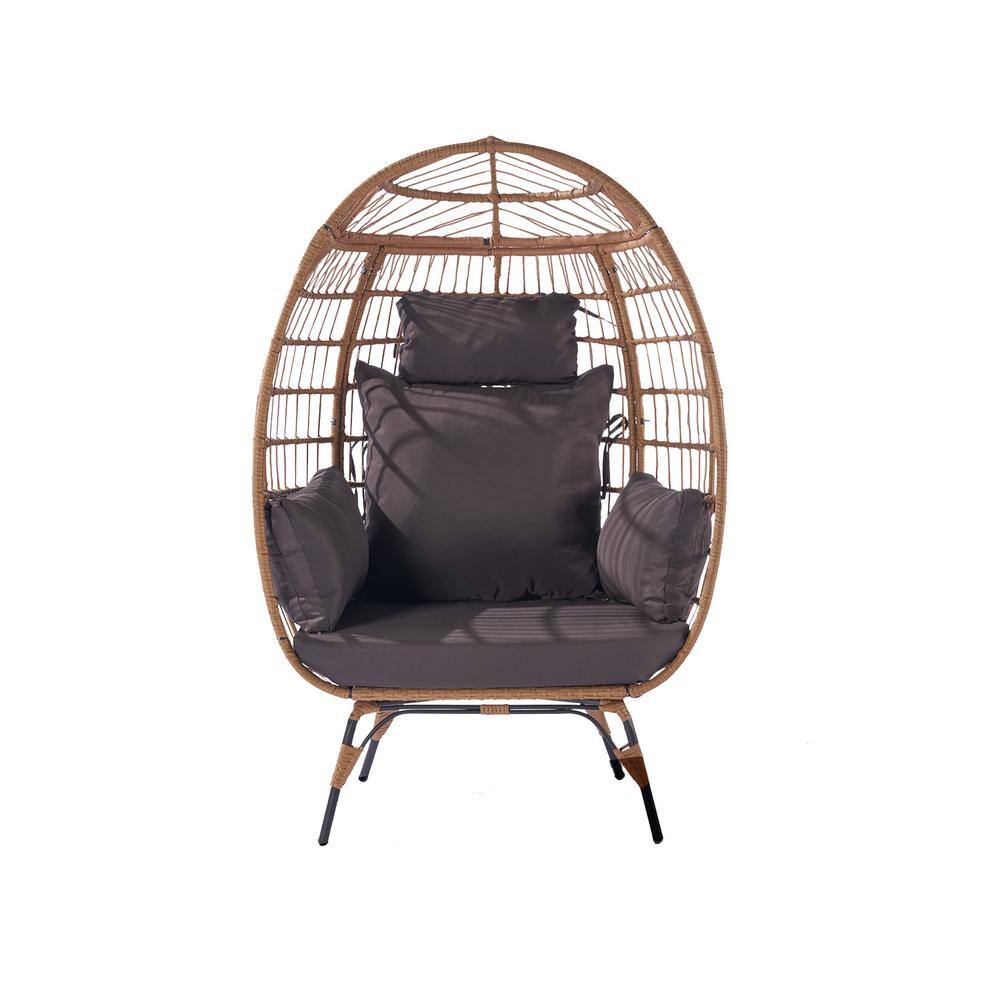 GAWEZA Oversized Metal Frame Indoor Outdoor Egg Lounge Chair with Dark ...