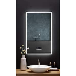 Immersion 24 in. W x 40 in. H Rectangular LED Light Frameless Anti-Fog and Bluetooth Bathroom Vanity Wall Mounted Mirror