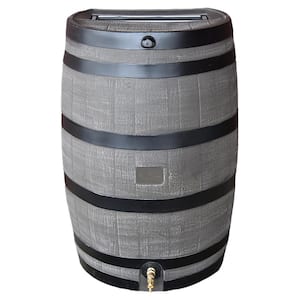 50 Gal. Rain Barrel Woodgrain with Black Stripes Color with Brass Spigot