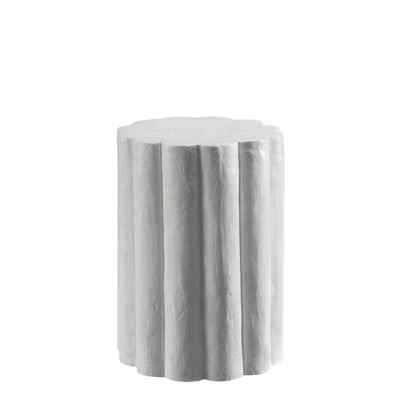 Unbranded Pillar Column 13 in. x 18 in. White Round Stone Outdoor Accent Table