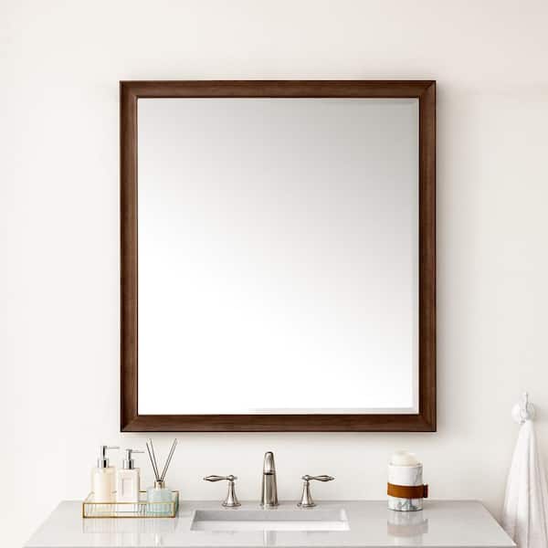 Glenbrook 36.0 in. W x 40.0 in. H Rectangular Framed Wall Mount Bathroom Vanity Mirror in Mid-Century Walnut