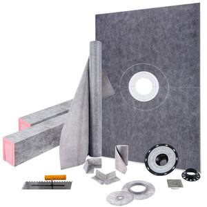 Curbless Shower Pan Kit 38 x 60 in. Shower Base with 4 in. PVC Central Bonding Flange Polyethylene Shower Pan Liner