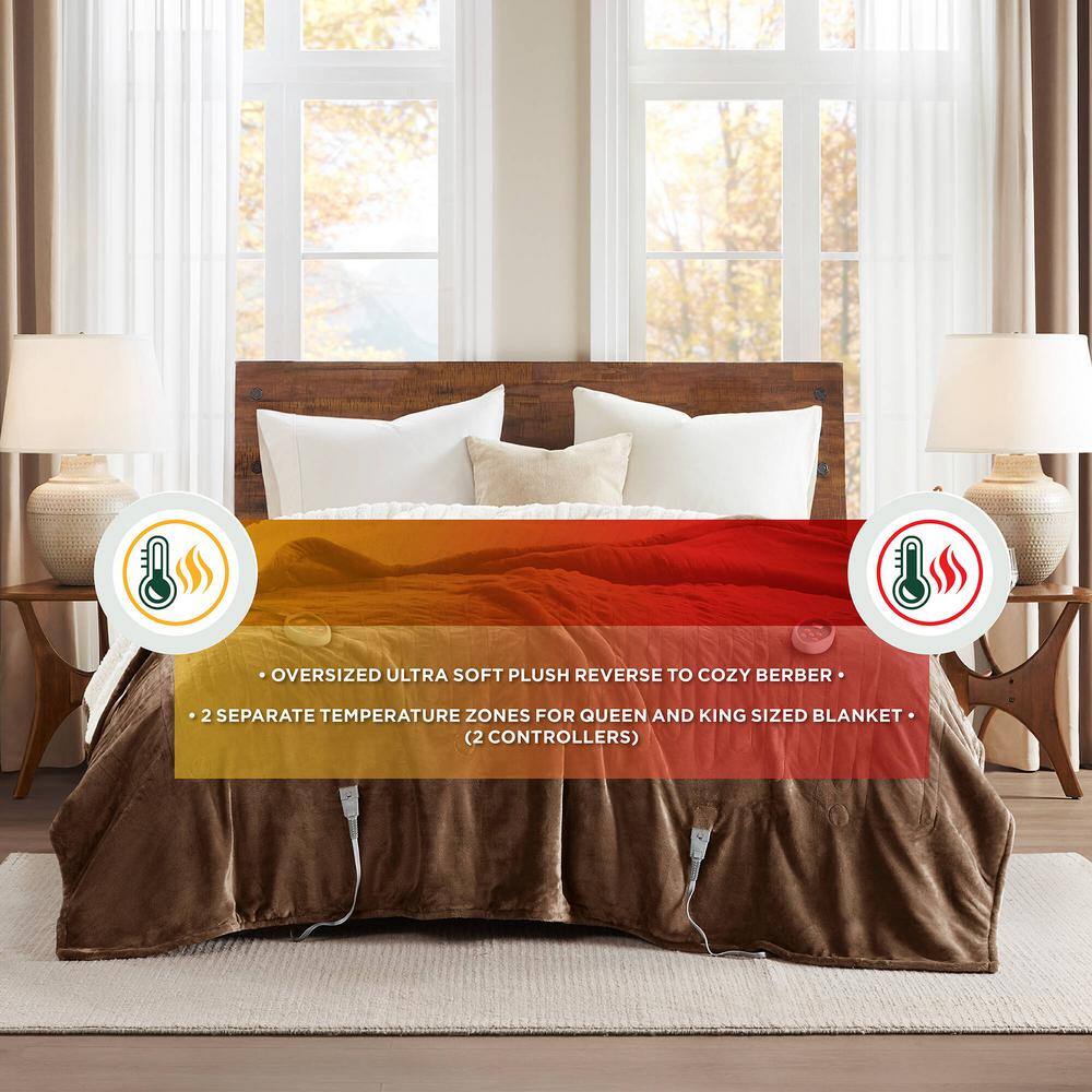 Full Size Chocolate Knitted Reversible Electric Blanket