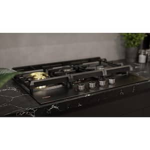 30 in. 4 Burners Moonshadow Tri-Ring Series Gas Cooktop with Frosted Matte Anti-Glare Glass in Black