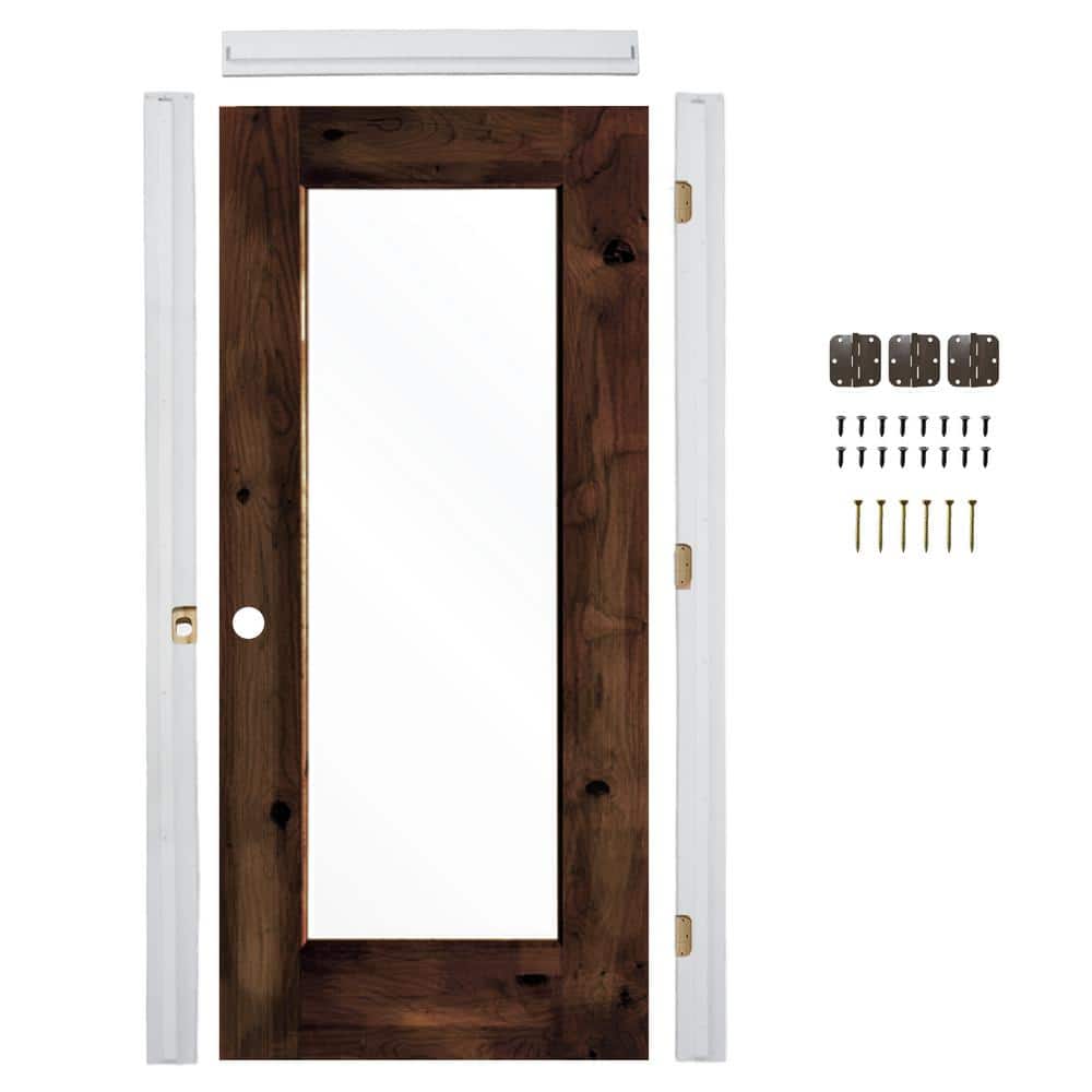 30in.x80in. Right-Hand 1Lite ClearGlass Red Mahogany Stain Wood Assembly Required Interior Door Kit w/QuickAssemble Jamb price history on PriceWatchPro