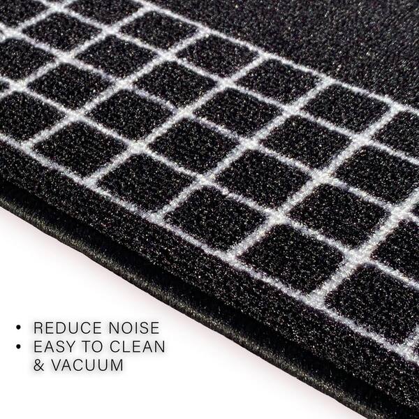 Checkered Border Black 31 in. W x 32 ft. L Runner Rug/Stair Runner 83.2 sq. ft.