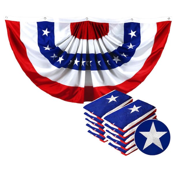 5 ft. x 10 ft. Embroidered Polyester USA Fan Flag with Canvas Header Brass Grommets (10-Pack)