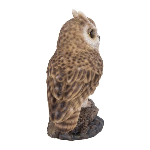 HI-LINE GIFT LTD. Motion Activated Singing Long Eared Owl Standing On Stump Garden Statue