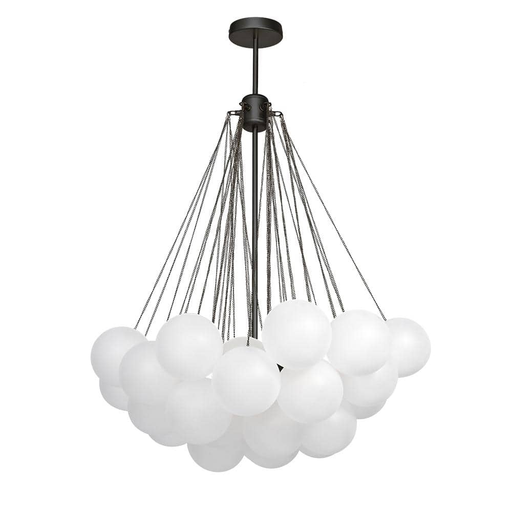 Alma 32 in. W 3-Light Black Cluster Globe Bubble Chandelier with Frosted Glass for Kid's/Living/Dining Room (37-Shade) price history on PriceWatchPro