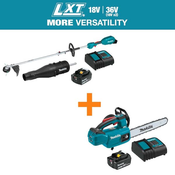 18V LXT Brushless Power Head Kit w/ String Trimmer and Leaf Blower Attachments, 4. 0Ah with bonus LXT 18V Chainsaw Kit