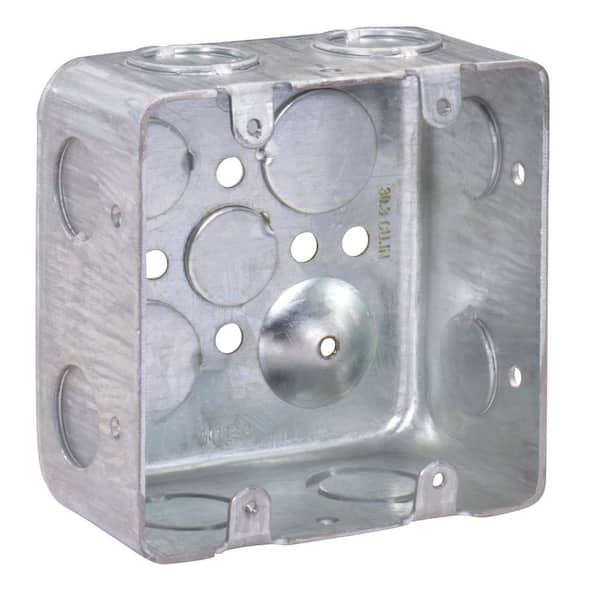 4 in. W x 2-1/8 in. D Steel Metallic 2-Gang Square Switch Box, Six 1/2 in. KO's, Two 3/4 KO's and 4 CKO's (25-Pack)