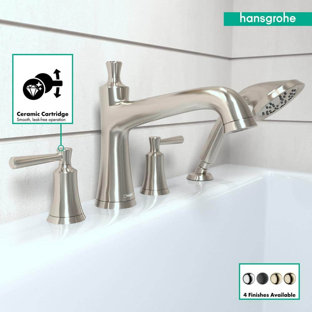 Brushed Nickel 4-Hole Roman Tub Filler with Handshower