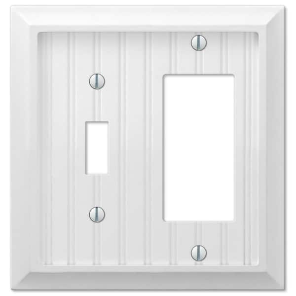 AMERELLE Cottage 2-Gang White 1-Toggle / 1-Decorator / Rocker BMC Wood Wall Plate