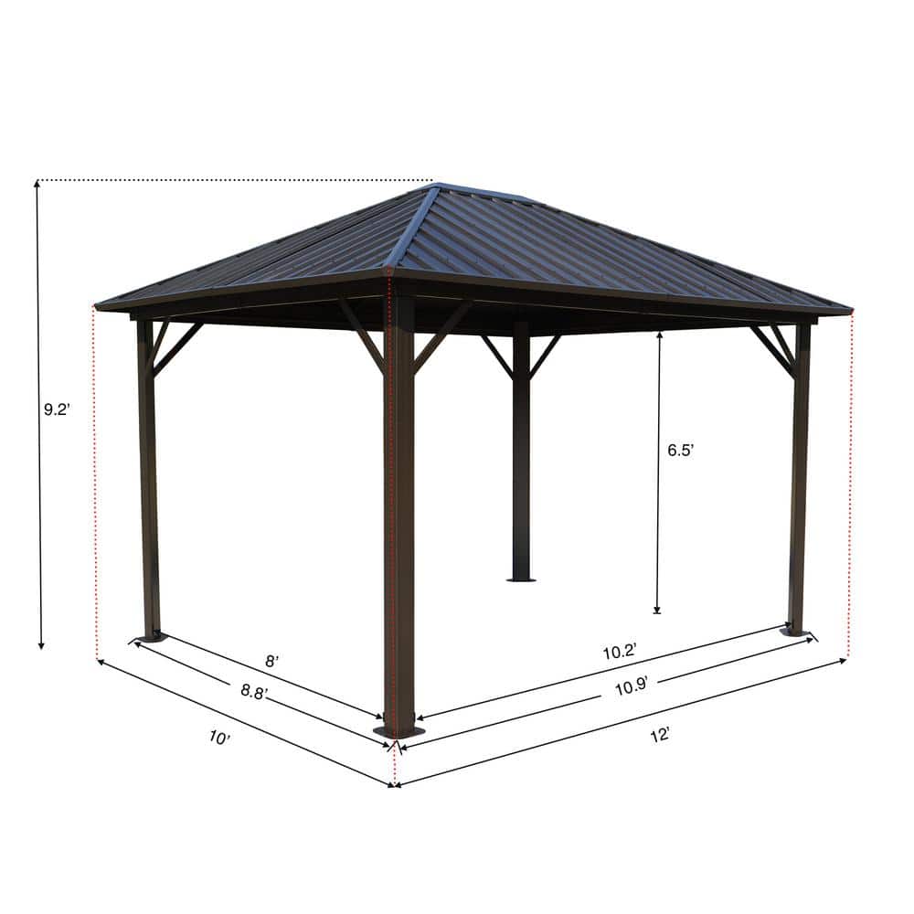 Rosana Brown Aluminum 12x10 Permanent Patio Gazebo